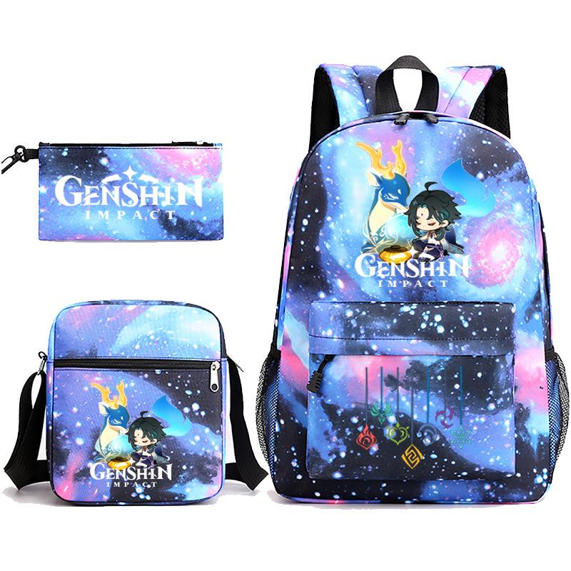 Three-piece Backpack Versatile High School Travel Bag