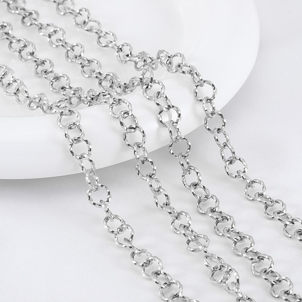 

1Meter Stainless Steel 7mm Embossing Oval Twist Link Chains DIY HandCraft Necklace Bracelet Jewelry Making Accessories Component 1meter