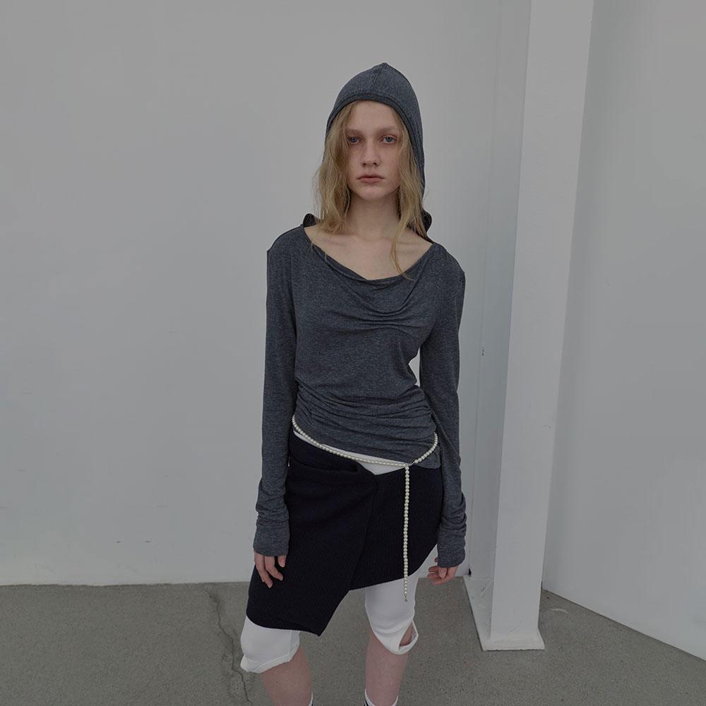 Dart-Detail Hoodie (Melange Gray)
