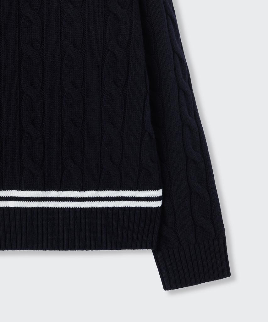 MUSINSA STANDARD Cable V-Neck Cricket Knit [Navy]