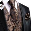 Mens Formal Wedding Waistcoat Solid Floral Suit Vest Slim Tuxedo Silk Tie Set