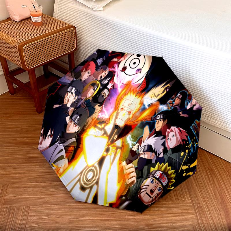 Naruto pattern, automatic folding umbrella, portable and foldable design, 8 ribs, a Christmas or birthday gift.