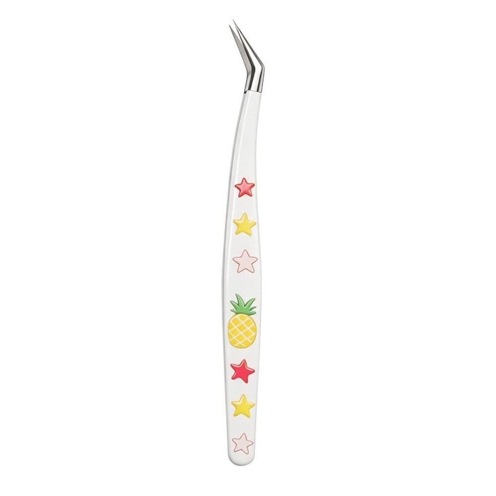 Curved Tip Craft Tweezers Heat Treated Precision Tweezers New Curved Tip Tweezers  Sticker Picking Pineapple