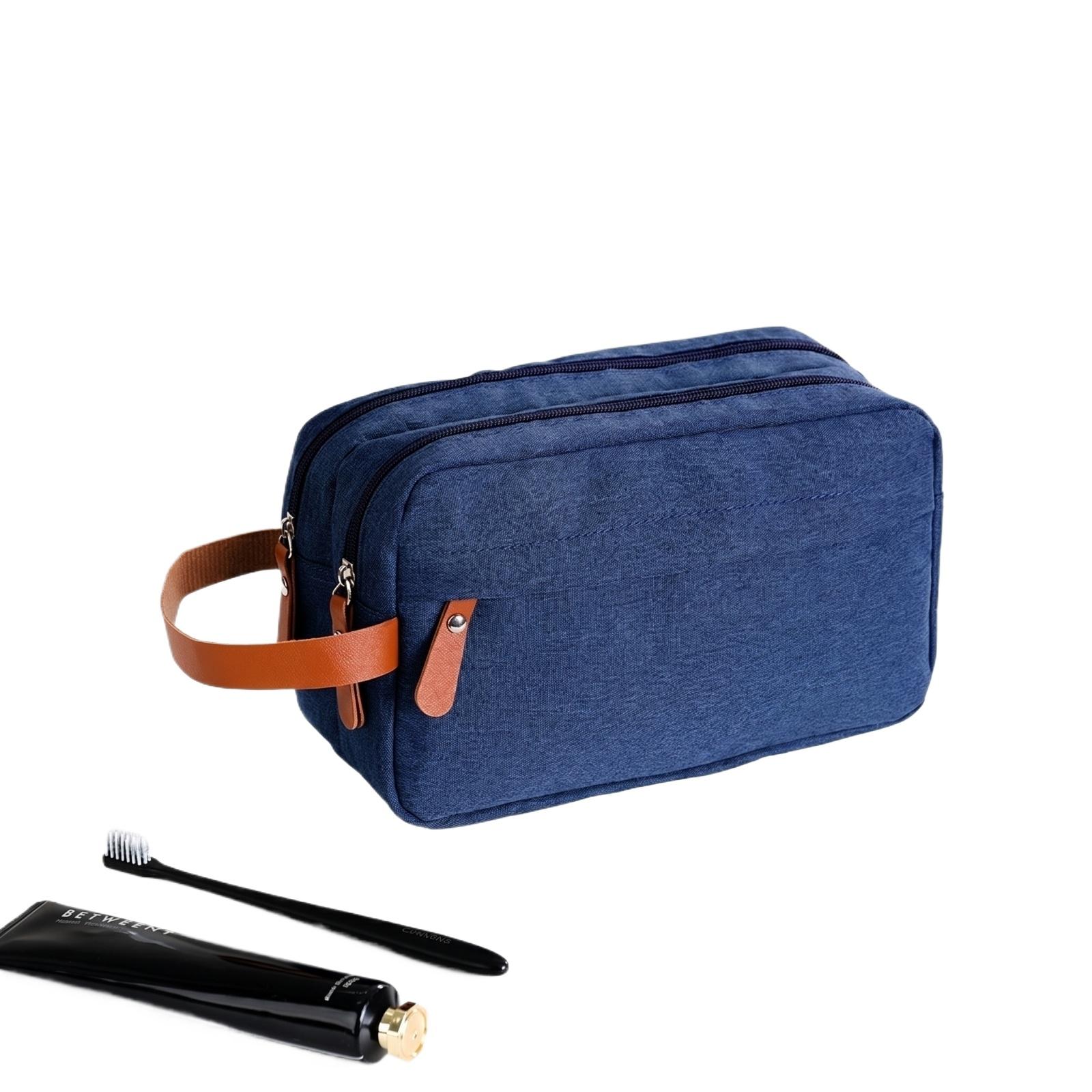 

Travel Toiletry Bag Double Zipper Waterproof Hanging Portable Cosmetic Organizer with Multiple Compartments and Handle for Men and Women one size Темно-синій