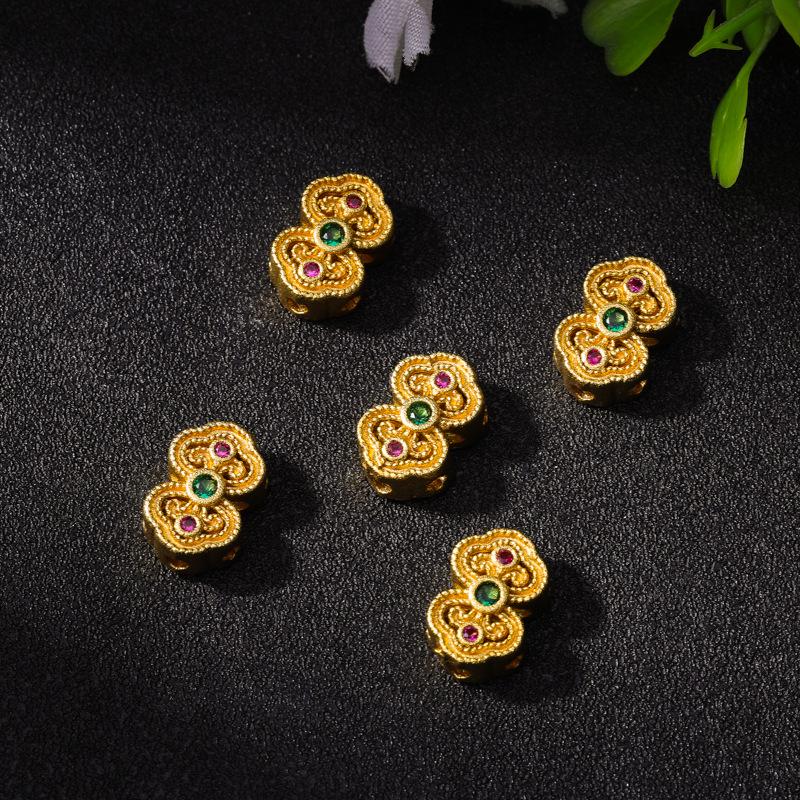 Gold Vajra Butterfly Spacer Beads with Gemstone Look and Strong Color Retention – Alloy Drip Oil Finish