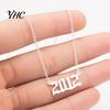 1980-2019 Birth Year Number Charm Pendant Stainless Steel Chain Necklace Jewelry
