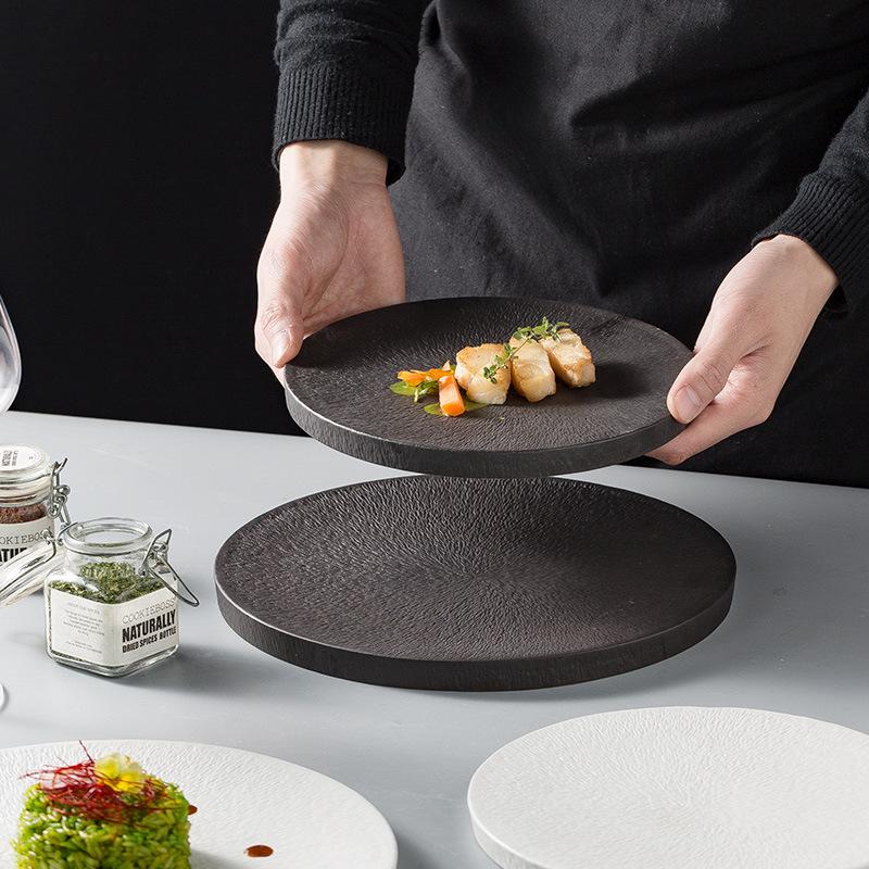 High-End European Western Food Plate Steak Plate Flat Plate Household Ceramic Tableware Hotel Restaurant Light Luxury Plate Special Dish