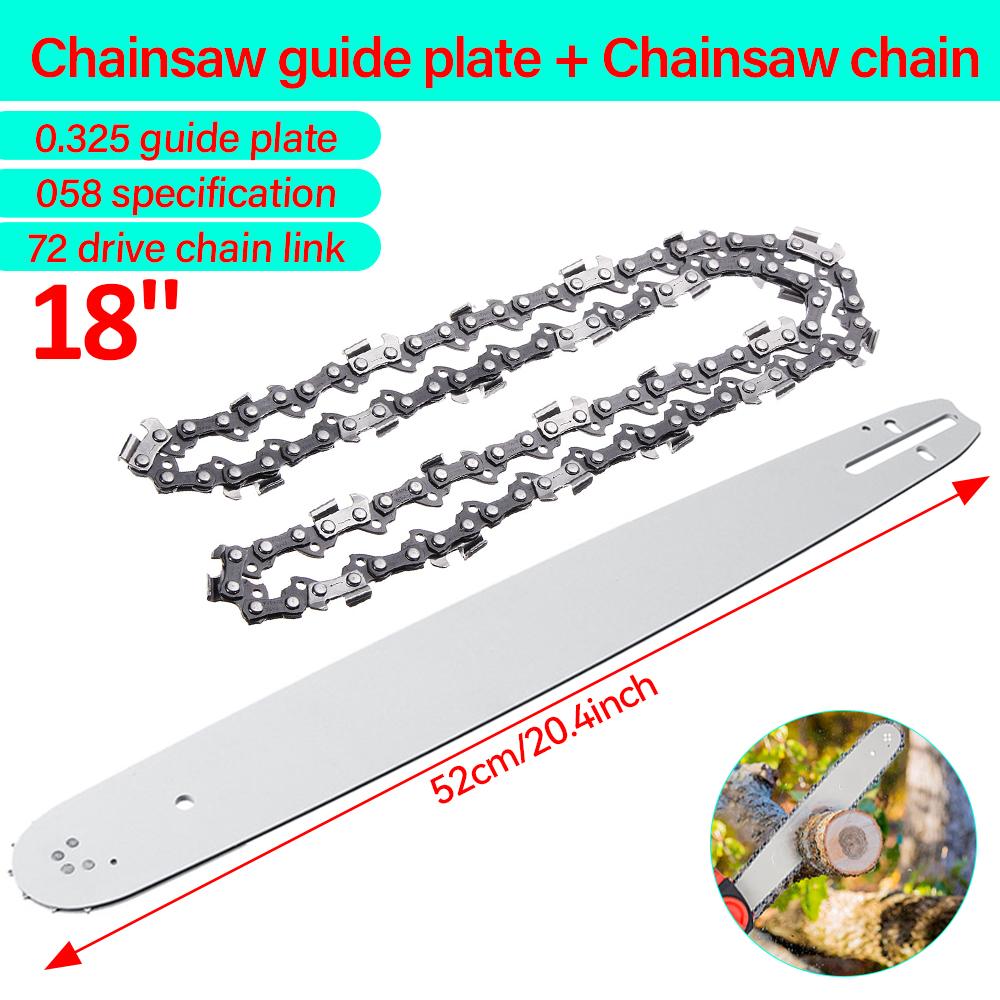 

18-Inch Guide Plate & Chain 0.325 0.058 72DL Chainsaw Accessories Set Chainsaw Guide Plate Chainsaw Chain Replacement Parts 18-Inch&Type 1