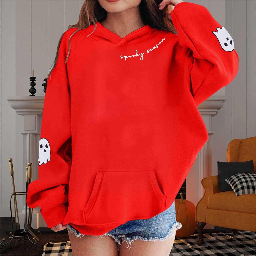 Kids Loose Long Sleeve Sweatshirts Blouse Causal Fashion Solid Color Pullover Hooded Sweatshirts Top With Pocket