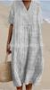 New Loose Casual Comfortable V-neck Digital Printing Pleated Large Version Dress