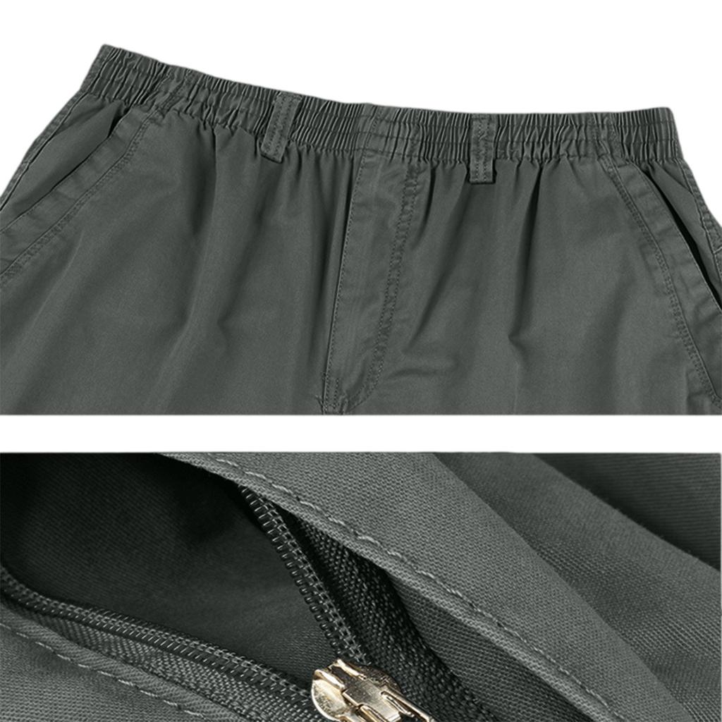 Men's Classic Outdoor Loose Casual Multi-pocket Work Pants, Youth Stretch Waist Straight Pants