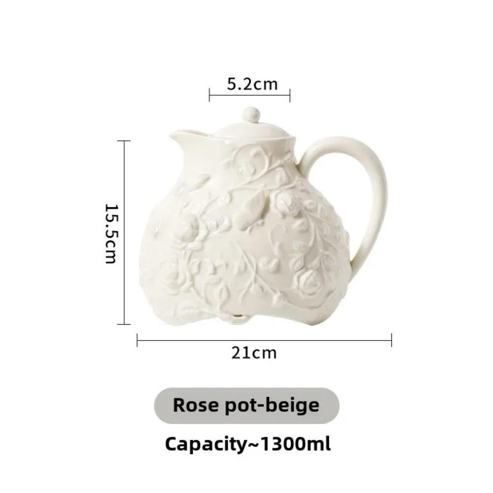 Rose Emboss Ceramic Teapot Black Tea Cup Saucers Set Retro Afternoon Tea Coffee Cup Saucer Couple Cup Set Home Drinkware Mug