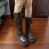 Brown boots Maillard boots women's thick legs 2025 new summer retro two wear thick-soled high knight boots
