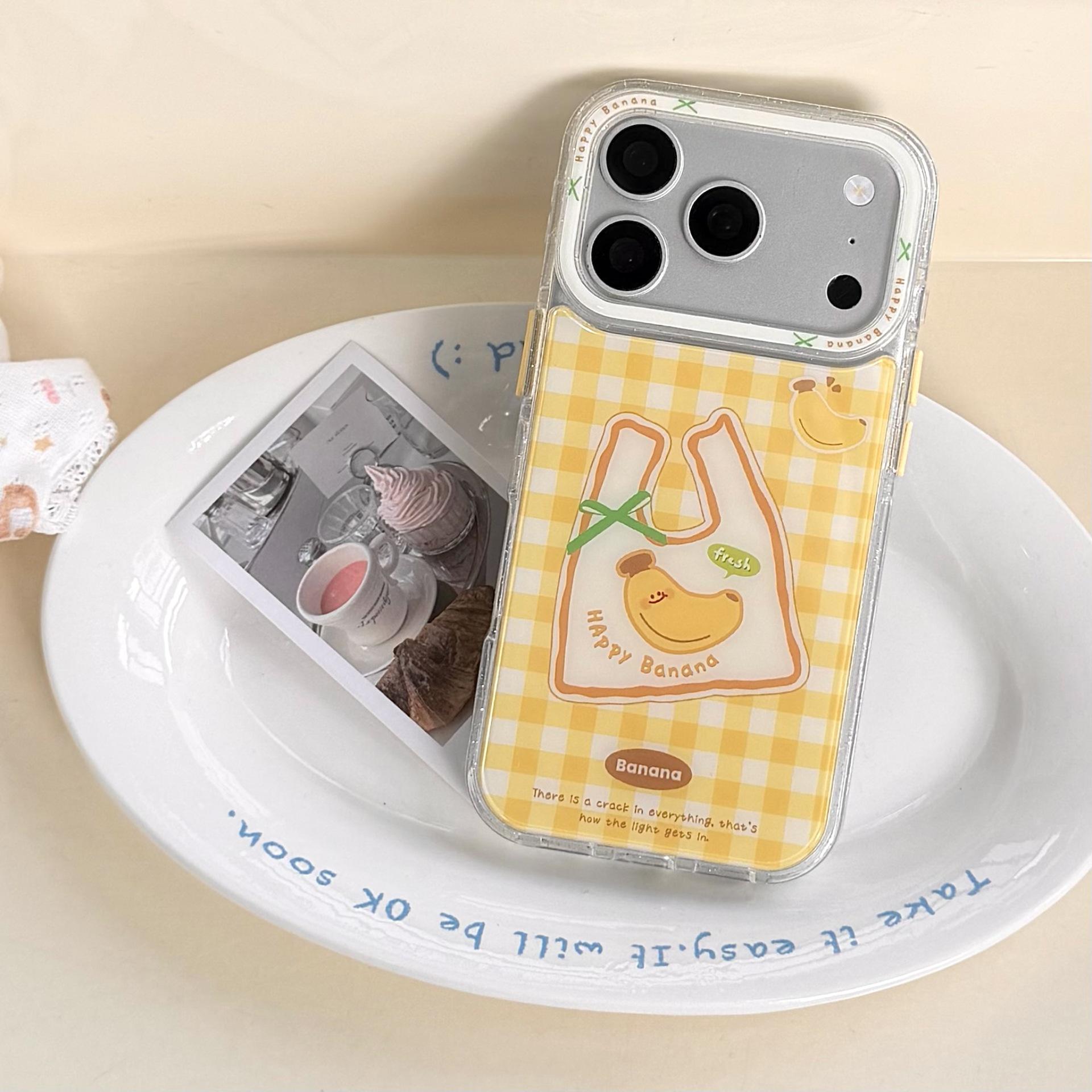 

iPhone 15/16 Pro Max Blue Light Shopping Bag Style Case with Apple 17 Pro Style Pendant for Fruit Lovers iPhone 16