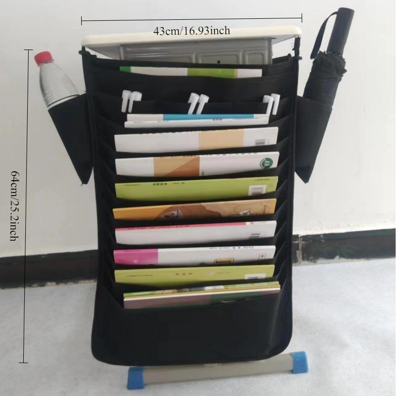 

1pcs Desk Side Storage Bag Hanging Book Bag for Students Desktop Organizer Pouch чорний