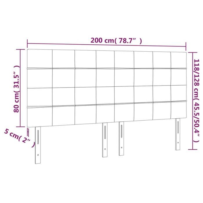 VidaXL Tête de Lit à LED Meuble de Chambre à Coucher Accessoire de Lit Double Tête de Cadre de Lit Intérieur Gris Clair 3122490