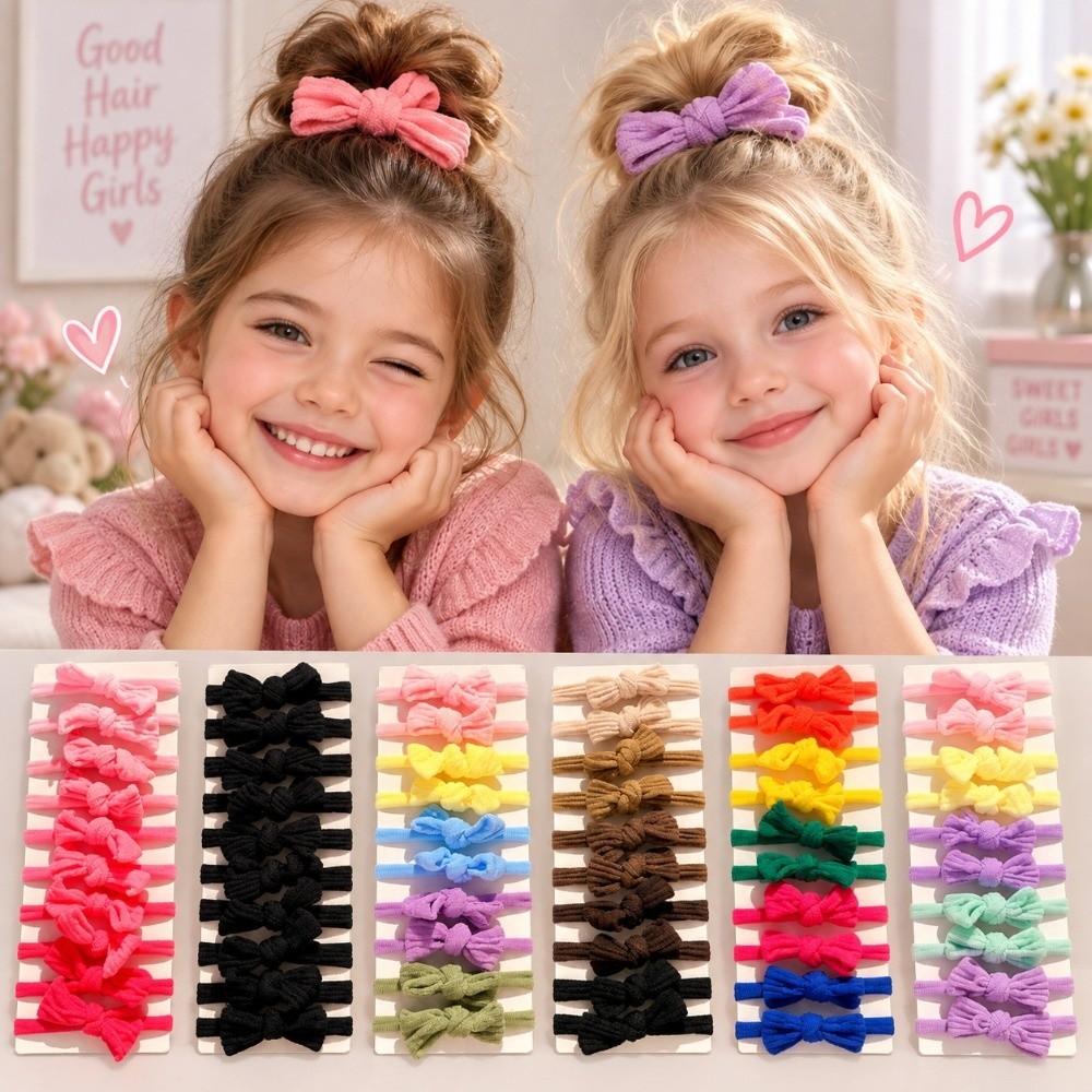 10pcs Soft Elastic Children Bowknot Hair Ties High Elasticity Bow Hair Scrunchies For Little Girls