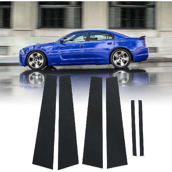 6pcs Pillar Post Decal Trim, Gloss Black Side Door Window Cover Trim Replacement for Charger (Charger 2011-2021)