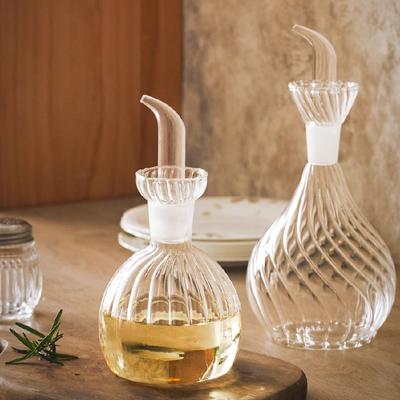 Gestreifte Transparente Glasölflasche Olivenöl Würze Sojasauce Essig Auslaufsichere Küchenwürzflasche Grillflasche