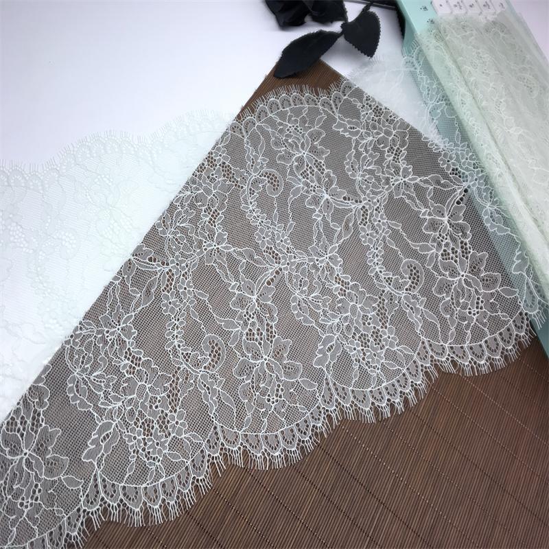 3m x 24cm Chantilly Lace, Non-stretch French Eyelash Lace Trim for Sewing, Bra, Underwear, Lingerie, Dress, Garment, Crafting