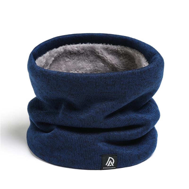 Unisex Fleece-Lined Knitted Snood: Warm Winter Neck Scarf With High-Neck Woolen Design In Versatile Korean Style