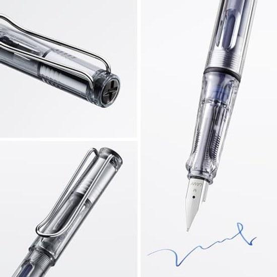 LAMY Safari Vista Fountain Pen - Ergonomically designed grip polished steel nib Size EF Ideal writing calligraphy Comes T 10 Blue Ink Cartridge users