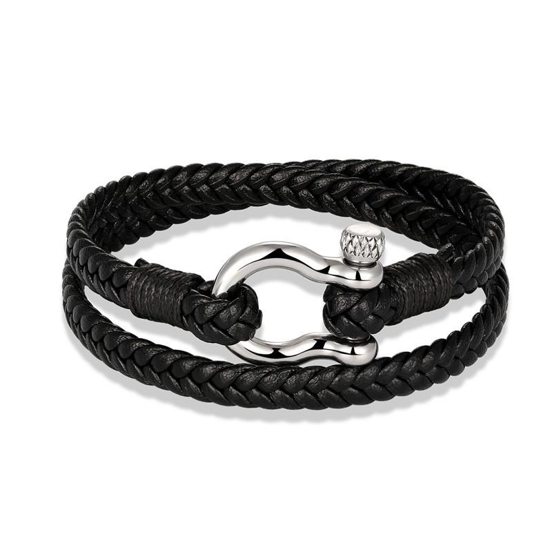 

Navy Style Anchor Bracelet, Genuine Leather Horseshoe Buckle Woven Leather Bracelet, Jewelry Bracelet 2026 21CM