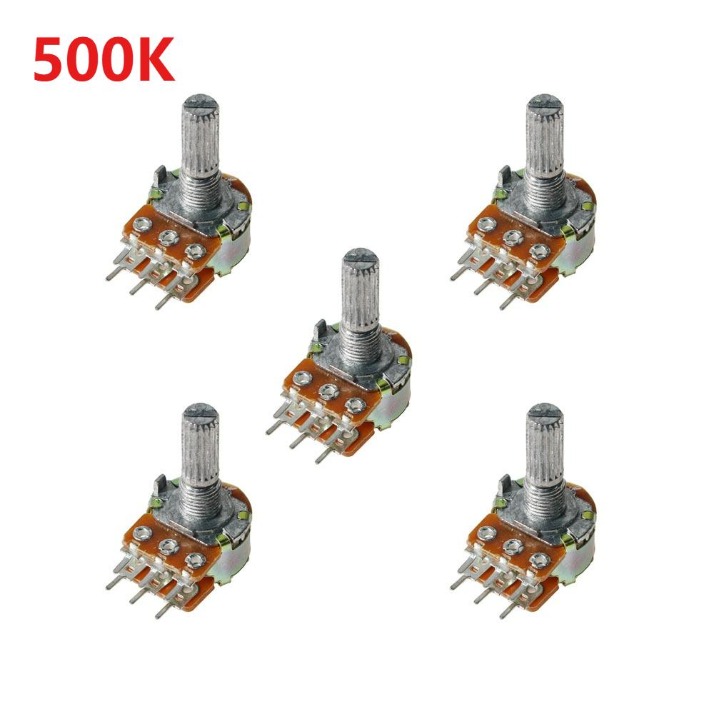 5PCS WH148 6Pin Rotary Potentiometer B1K B2K B5K B10K B20K B50K B100K B500K 20MM Shaft Amplifier Dual Stereo Potentiometers Kit
