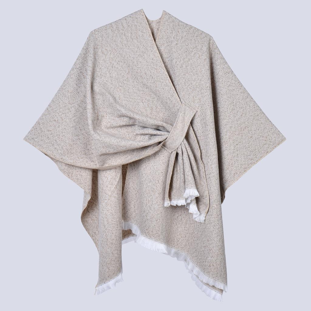 Women'S Warm Cape Simple Double-Sided Solid Color Split Imitation Cashmere Outer Shawl Amazon