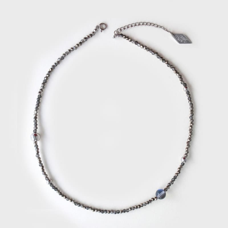 LingerPiece Grey crystal silver ball necklace