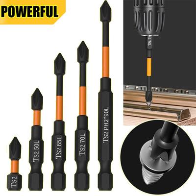 6PCS Testa magnetica per cacciavite a croce 25/50/65/70/90/150mm Punte antiruggine Punta esagonale da 1/4 pollici per cacciavite elettrico