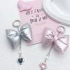 Elegant Plush Bowknot Keychain Charm With Beaded Heart Pendant  Keyring Bag Pendant Decoration For Handbags And Keys