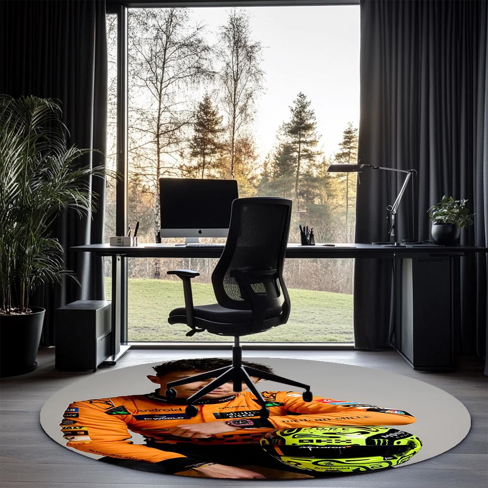 Lando Norris Printed Round Rug Carpet Chair Rug Area Rug Entryway Doormats,for Office Chair Living Room Bedroom Kitchen Room.