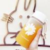 Small Daisy Frosted Plastic Mug Transparent Portable Travel Tea Cup BPA Free Cute Outdoor Girl Water Cup Children Water Bottle