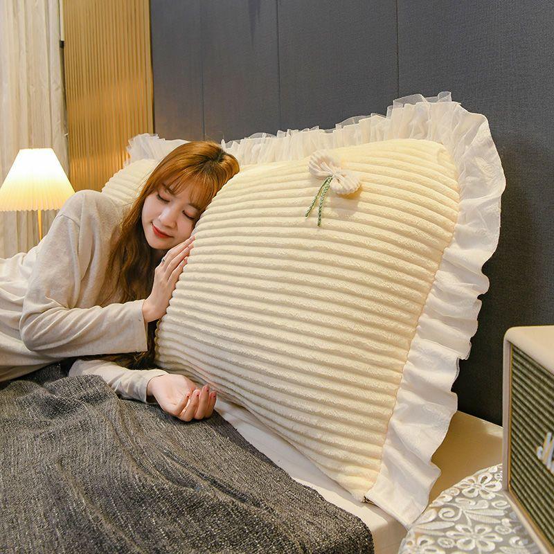 Solid colored plush headboard cushion Rectangular sofa large backrest Bed pillow, headboard soft bag, princess removable and washable pillows