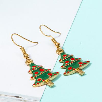 Women Girl Christmas Necklace Earring Set Alloy Plating Neck Chains Dangle Ear Loop Jewelry Gifts