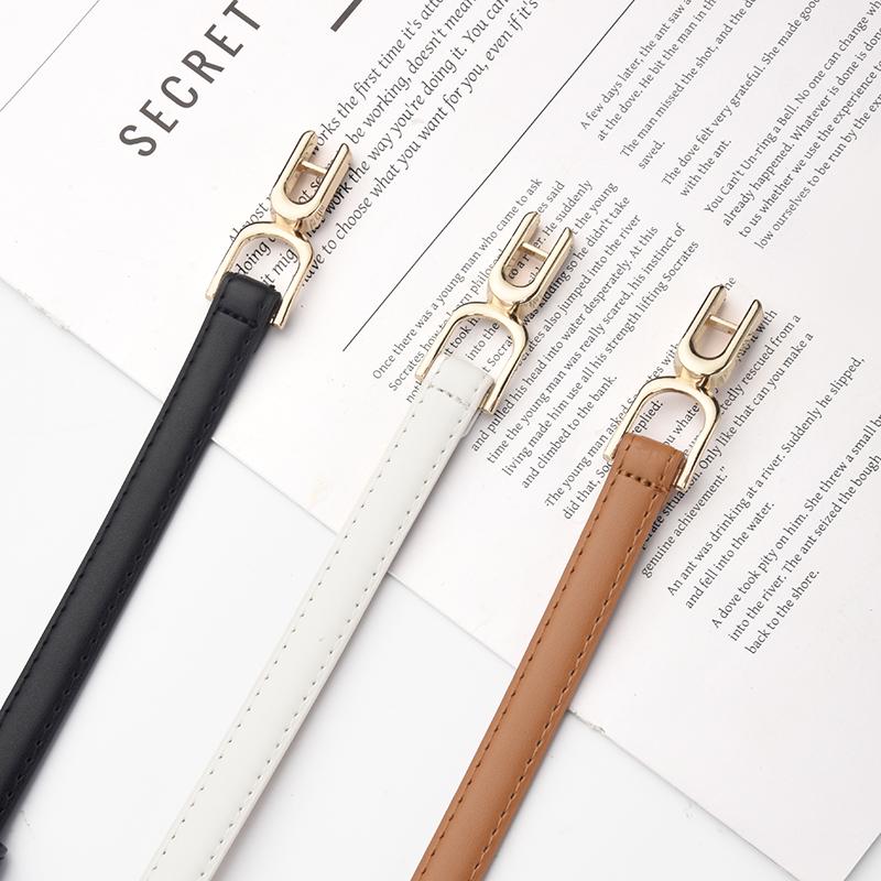 Niche Design Versatile Slim Fit Alloy Buckle Belt Fashionable Thin Tight PU Belt Suitable For Casual Pants and Dresses