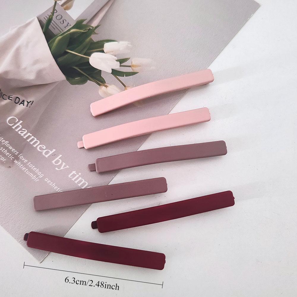 

6PC Korean Simple Style Solid Khaki Pink Color Matte Hairpin Hairgrip for Girls Women Sweetly Hair Side Clips Accessories
