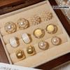 10pcs New Vintage Women's Stud Earrings, Niche Design Light Luxury High-End Vintage Elegant Earrings, 5pcs Set, Elegant and Fashionable