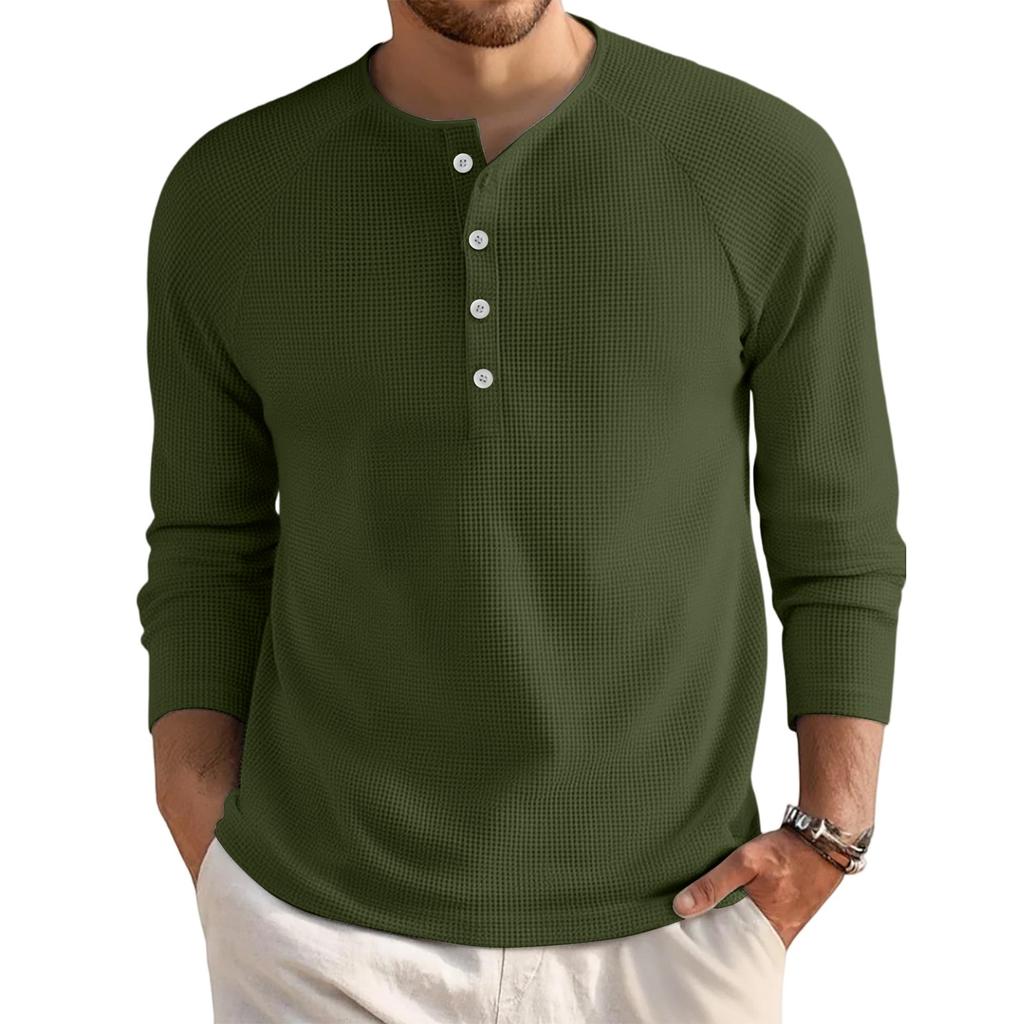 Men's Loose Casual Button Down Collar Long Sleeve Top