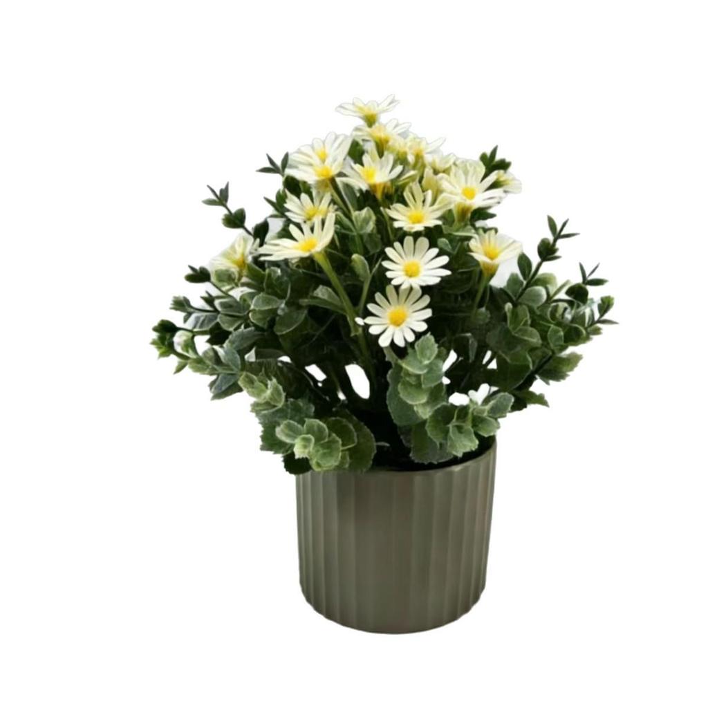 Chamomile Artificial Flower Arrangement for Home & Restaurant Decor - Small Daisy Potted Plant