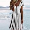 Summer Fashion Women's V Neck Short Sleeve Retro Style Printed  Dress Sex Short Skirt Dresses