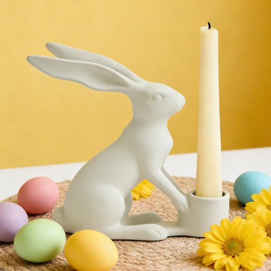 Easter Bunny Candle Holder Rabbit Taper Candle Stand Candlestick Table Centerpiece Spring Easter Holiday Party Desktop Decoration Ornament