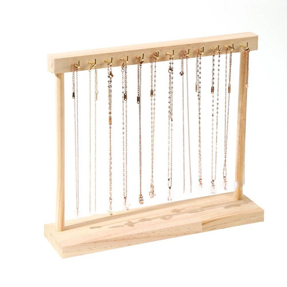 New Large Necklaces Easel Solid Wood 12/18 Hooks Jewelry Collection Rack Removable Bracelet Display Board Set Up Stalls