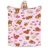 Cute Bear Rilakkuma Plush Blanket Girls Boys Flannel Bedding Throws For Couch Bed Warm Soft Design Quality Bedspread Gift