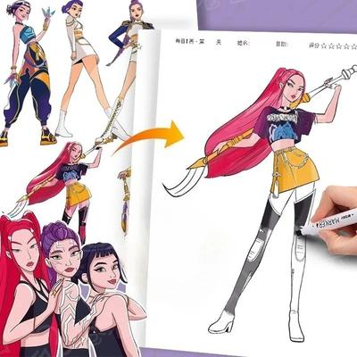 Nowy KPOP Witch Hunt Rumi Mira Zoey Książka do rysowania - Książka do ćwiczeń kontroli linii do rysowania postaci anime dla dzieci i dorosłych