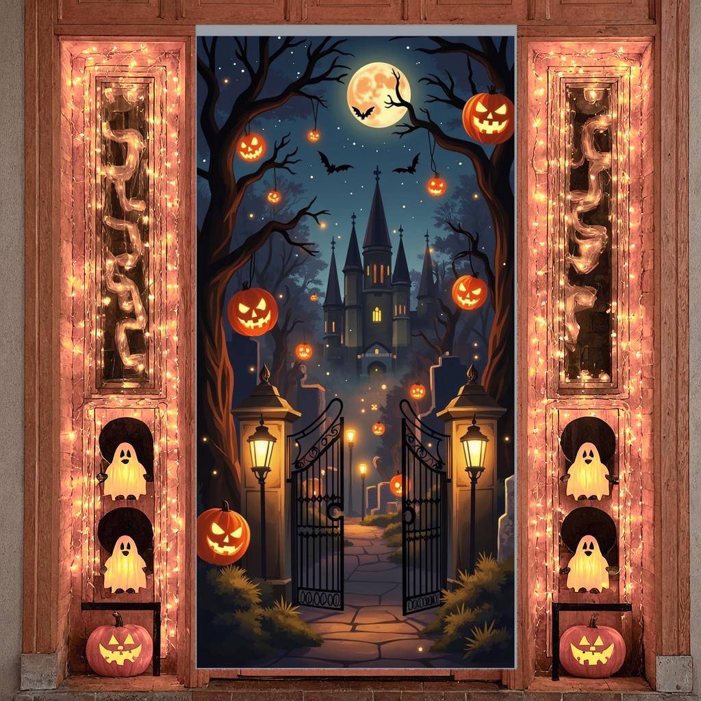 Halloween Banner Night Scene Haunted House Banner Spooky Banner Gothic Design For Halloween Night Halloween Party Haunted House