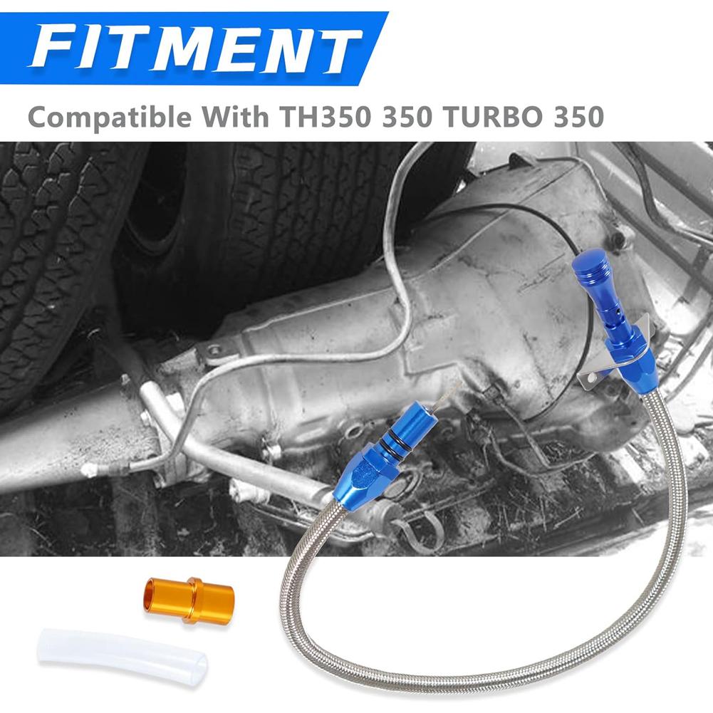 Transmission Dipstick Stainless Braided Hose Flexible Transmission Dipstick for Chevy GM TH350 TH400 SBC BBC