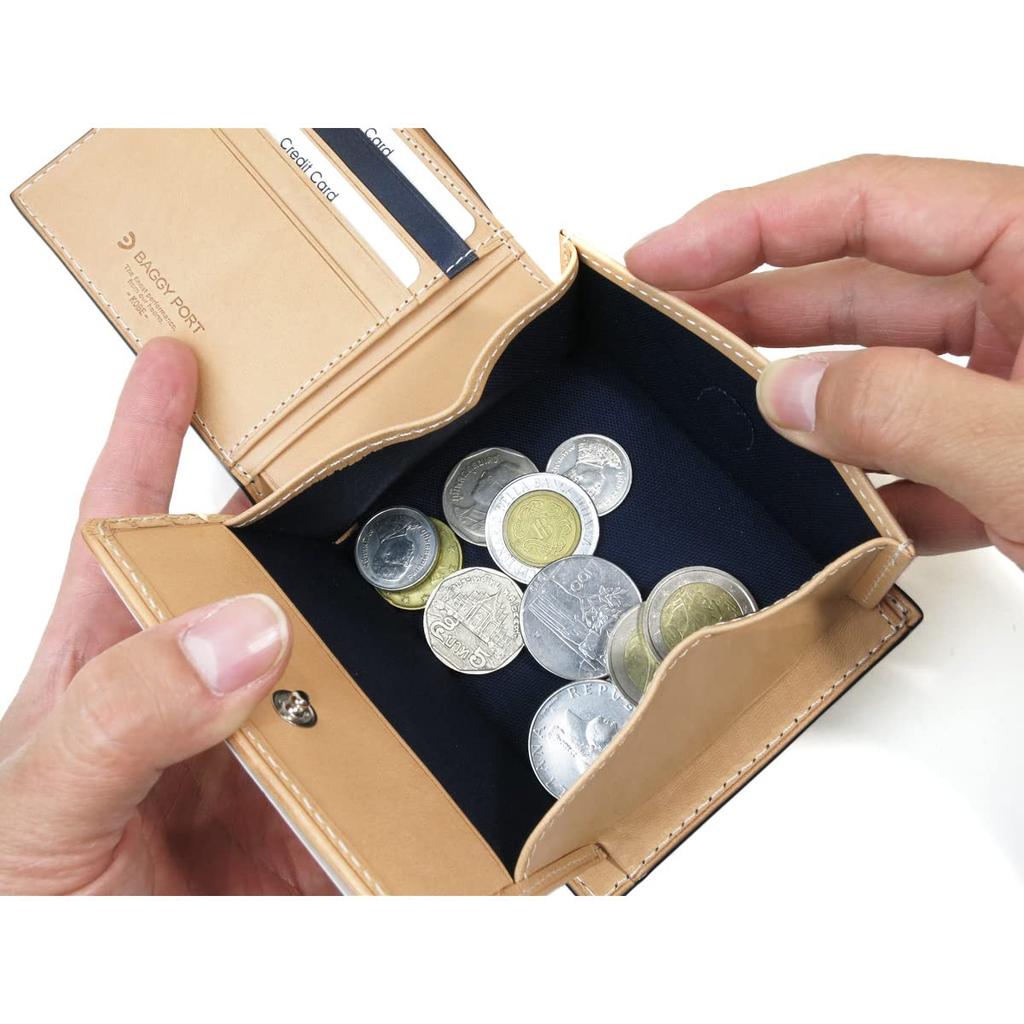 Baggy Port Bifold Leather with Paisley Embossed Wallet, Indigo-Dyed Design, Men's, Women's, Unisex, Billfold, ZYS-198 (Dark Blue)