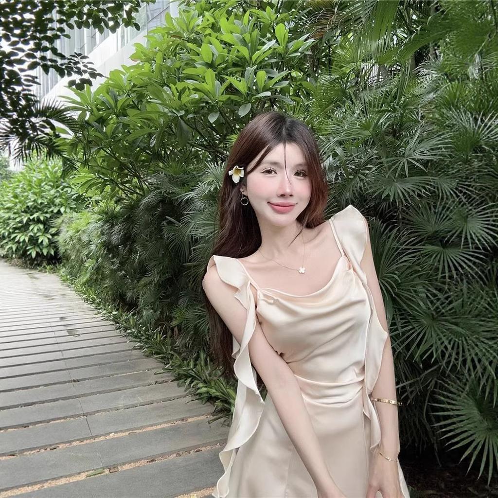 French haute dress women's summer new design streamer skirt short suspender skirt thin suspender skirt